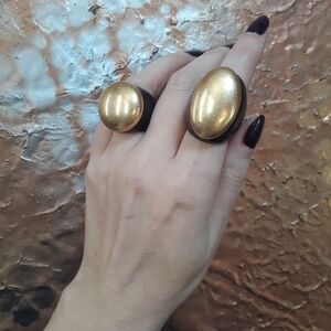 Zara Nwot Duo Of Goldtone And Wood Statement Rings